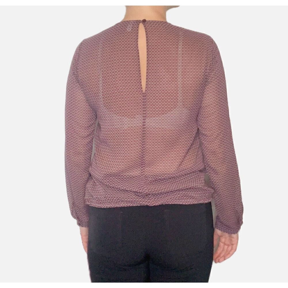 Seidensticker Blouse Women’s Long Sleeve Maroon Pleated Front Top Size 34 Small - Picture 11 of 12